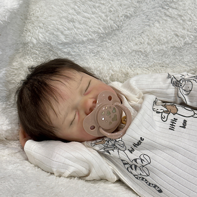 Reborn twin B boy Bonnie brown preemie rooted mohair