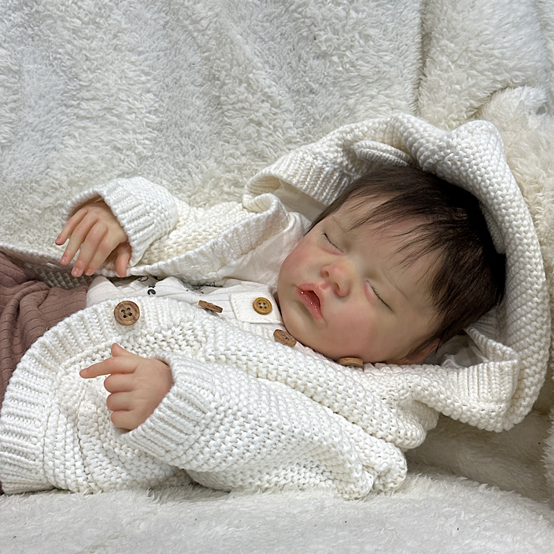 Reborn twin B boy Bonnie brown preemie rooted mohair - Image 7