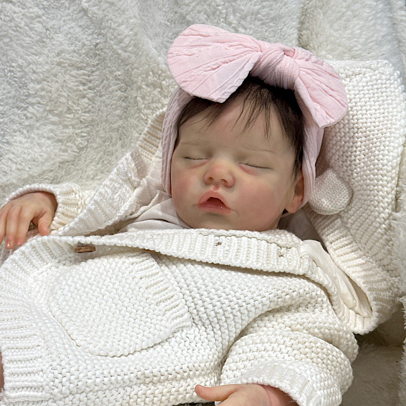 Reborn twin B girl Bonnie brown preemie rooted mohair - Image 6