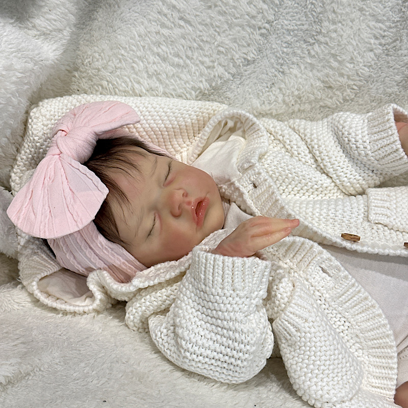 Reborn twin B girl Bonnie brown preemie rooted mohair