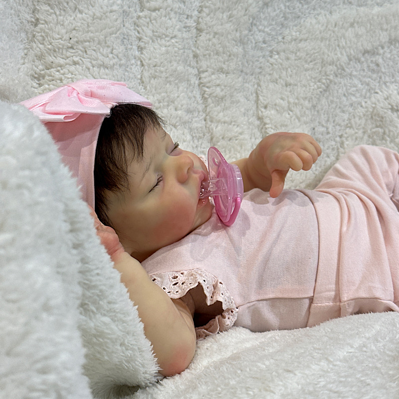 Reborn twin A Bonnie brown rooted mohair preemie - Image 4