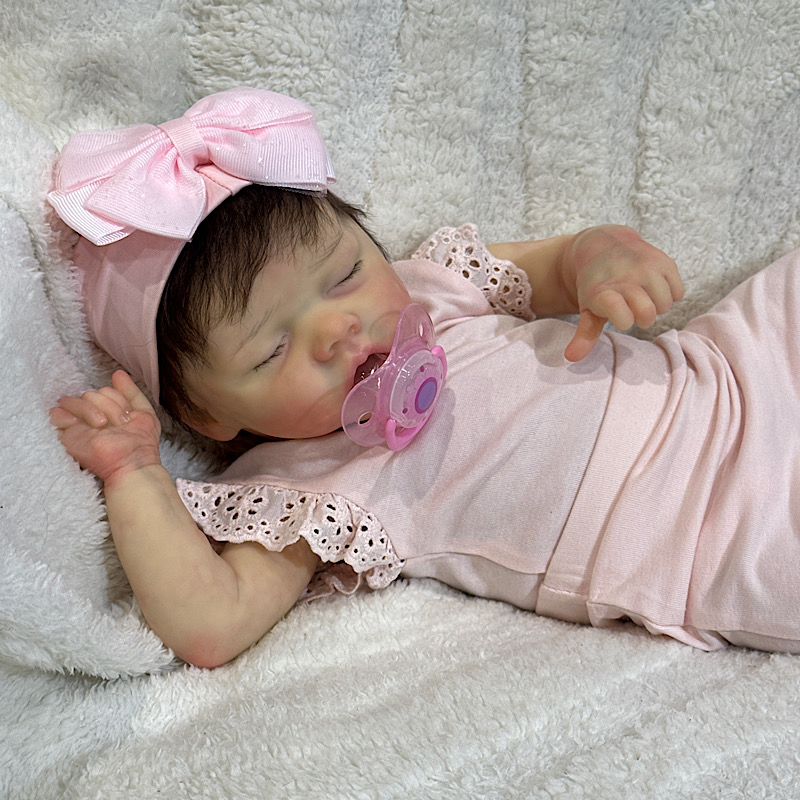 Reborn twin A Bonnie brown rooted mohair preemie - Image 5