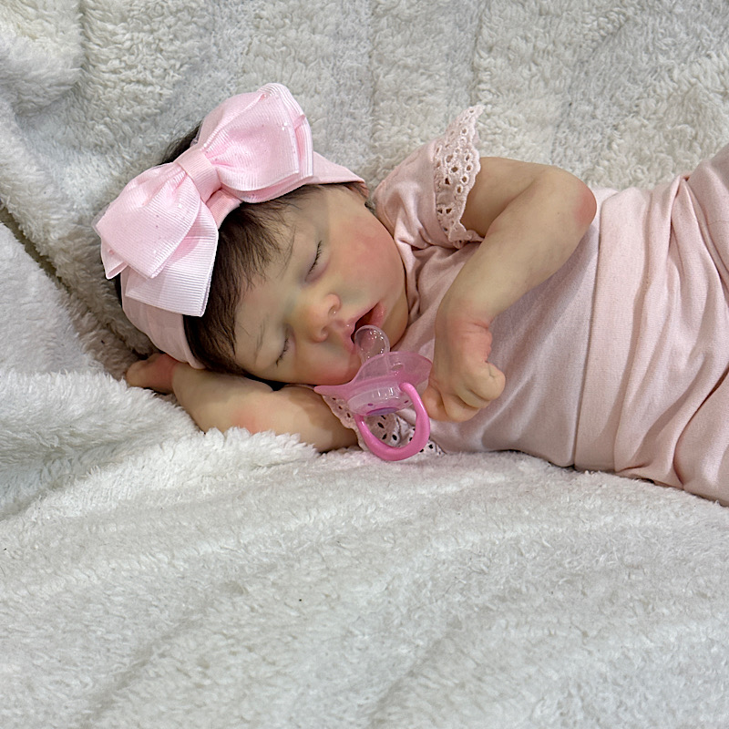 Reborn twin A Bonnie brown rooted mohair preemie - Image 3