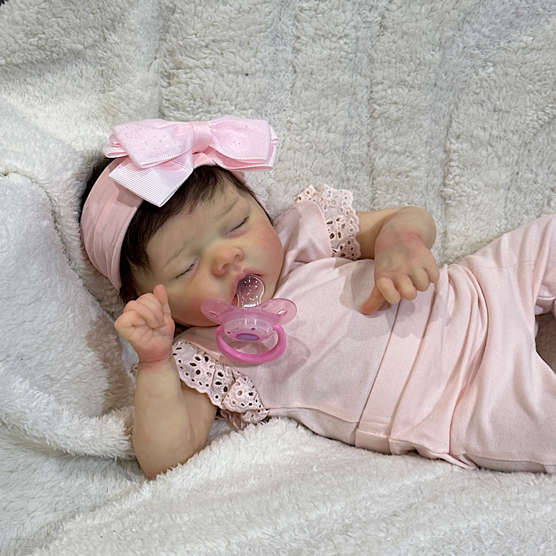 Reborn twin A Bonnie brown rooted mohair preemie