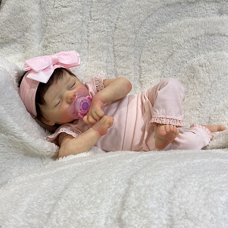 Reborn twin A Bonnie brown rooted mohair preemie - Image 2